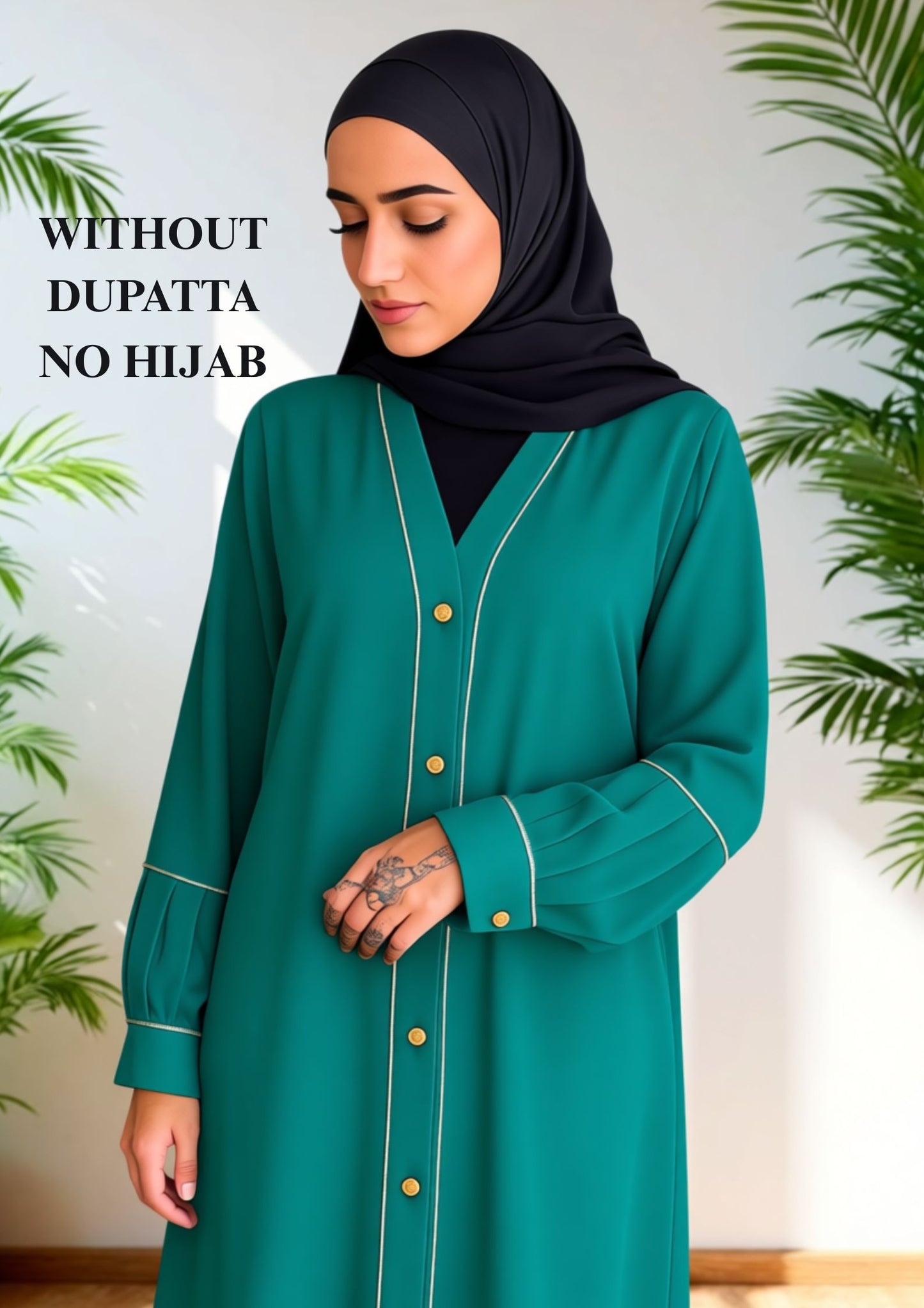 Paratha Fabric Designer Abaya for Women – Elegant Button Style – Without Dupatta, No Hijab – Modest Wear