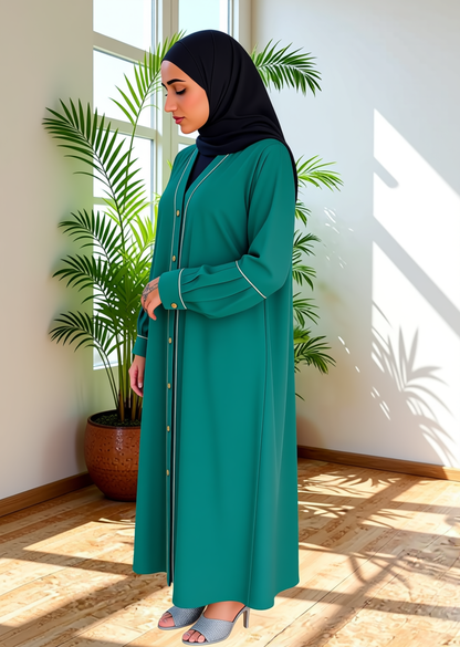 Paratha Fabric Designer Abaya for Women – Elegant Button Style – Without Dupatta, No Hijab – Modest Wear